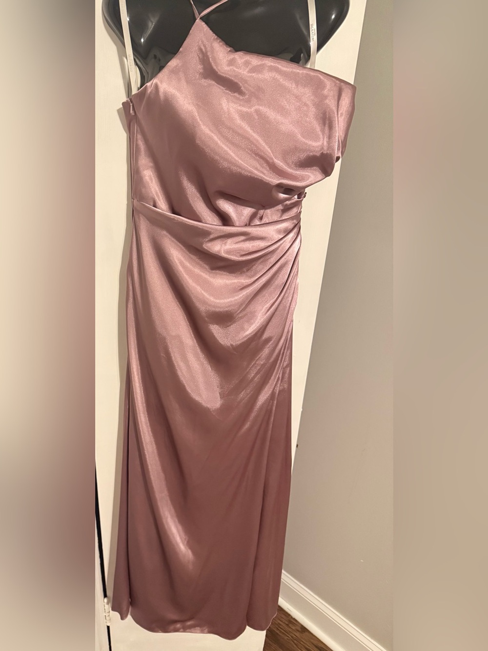 Galina Signature Quartz Satin One Shoulder Ruched Bridesmaid Maxi Gown Sz 8